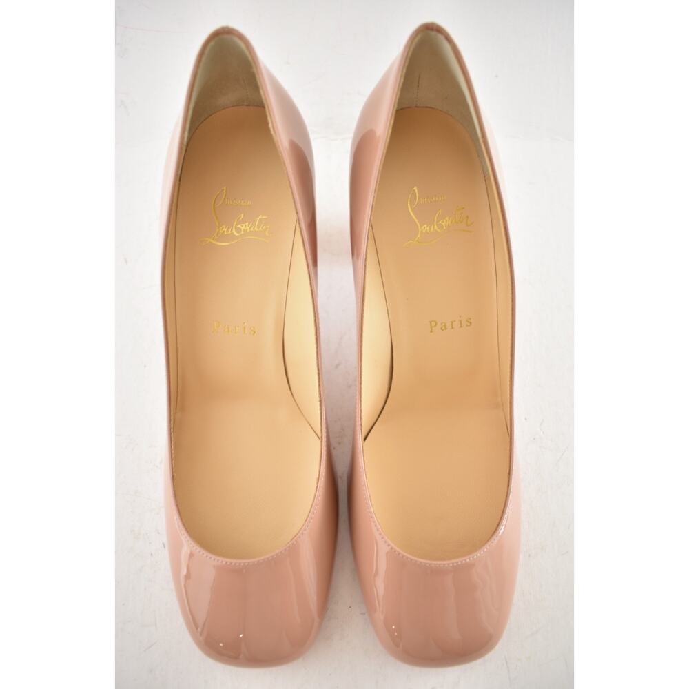 Christian Louboutin Cadrilla 70 Nude Blush Patent Leather Block Heel Pump 40 - Picture 10 of 15